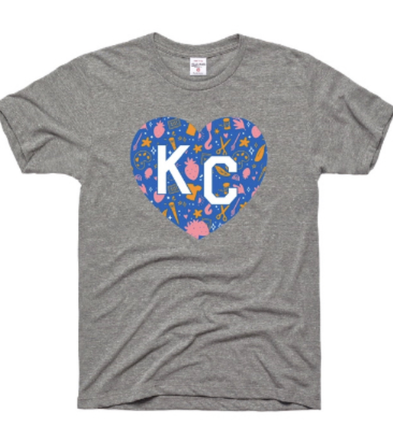 TSHIRT - Charlie Hustle X Strawberry Swing X Early Start Collab Fundraiser  Shirt - KC Heart | Shop Local KC, image size:1378x1484